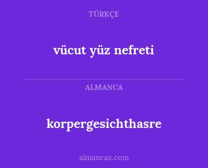 vücut yüz nefreti - korpergesichthasre