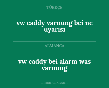 vw caddy varnung bei ne uyarısı - vw caddy bei alarm was varnung