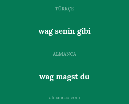 wag magst du - wag senin gibi