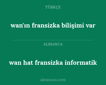 wan'ın fransizka bilişimi var - wan hat fransizka informatik