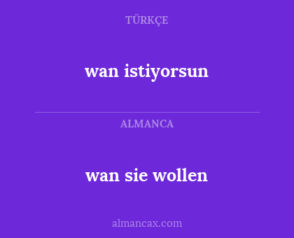 wan istiyorsun - wan sie wollen