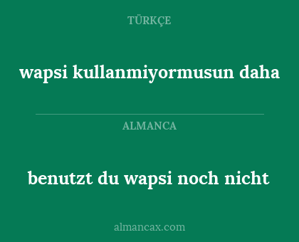 wapsi kullanmiyormusun daha - benutzt du wapsi noch nicht