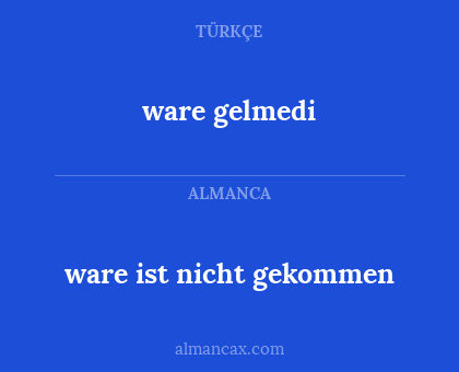 ware ist nicht gekommen - ware gelmedi