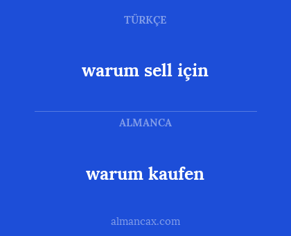 warum kaufen - warum sell için