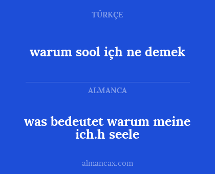 warum sool içh ne demek - was bedeutet warum meine ich.h seele