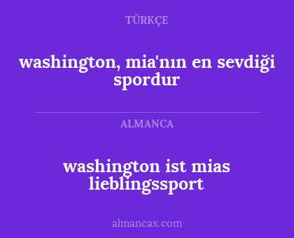 washington ist mias lieblingssport - washington, mia'nın en sevdiği spordur