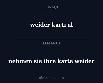 weider kartı al - nehmen sie ihre karte weider