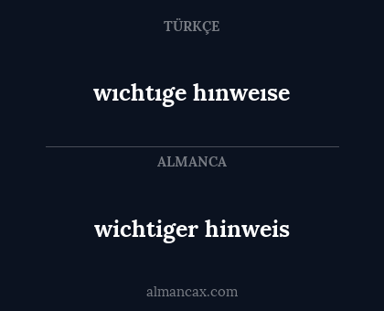 wıchtıge hınweıse - wichtiger hinweis