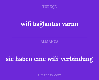 sie haben eine wifi-verbindung - wifi bağlantısı varmı