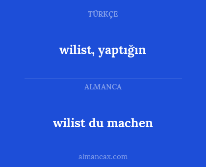 wilist du machen - wilist, yaptığın