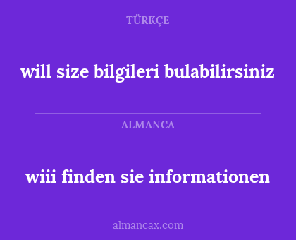 will size bilgileri bulabilirsiniz - wiii finden sie informationen