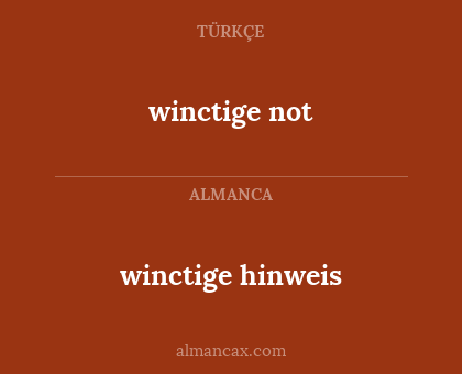 winctige not - winctige hinweis
