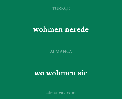 wohmen nerede - wo wohmen sie