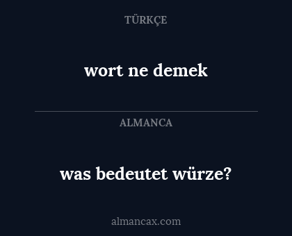 wort ne demek - was bedeutet würze?