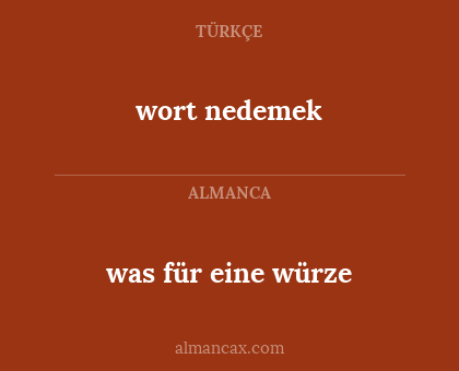 was für eine würze - wort nedemek