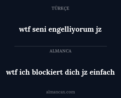 wtf ich blockiert dich jz einfach - wtf seni engelliyorum jz