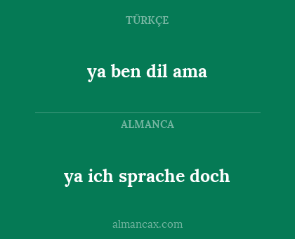 ya ich sprache doch - ya ben dil ama
