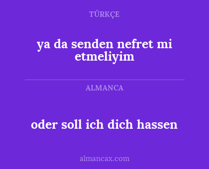 ya da senden nefret mi etmeliyim - oder soll ich dich hassen