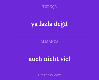 auch nicht viel - ya fazla değil