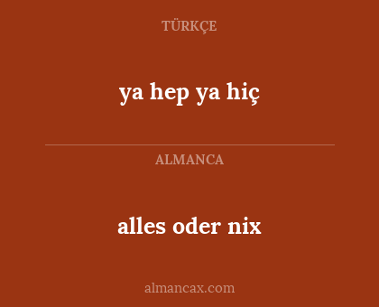 alles oder nix - ya hep ya hiç