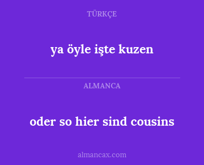 oder so hier sind cousins - ya öyle işte kuzen