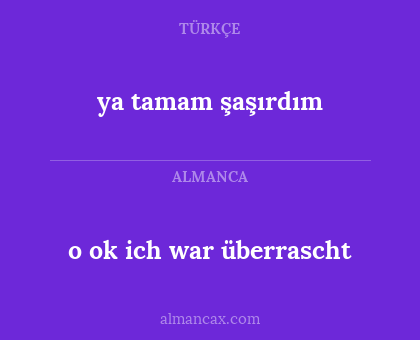 o ok
ich war überrascht - ya tamam şaşırdım