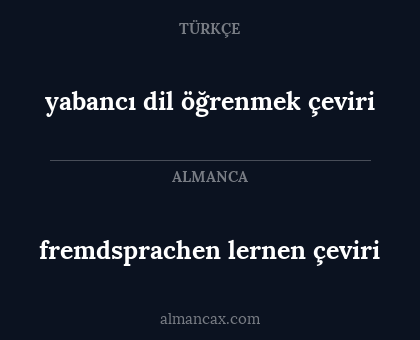 yabancı dil öğrenmek çeviri - fremdsprachen lernen çeviri