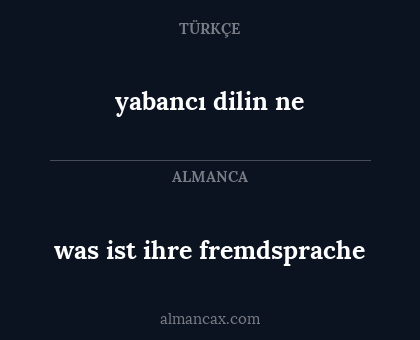 was ist ihre fremdsprache - yabancı dilin ne