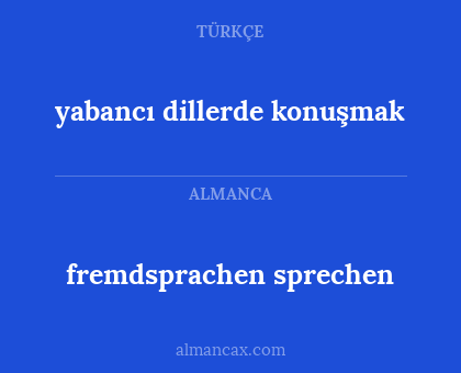 yabancı dillerde konuşmak - fremdsprachen sprechen