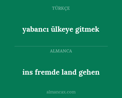 yabancı ülkeye gitmek - ins fremde land gehen