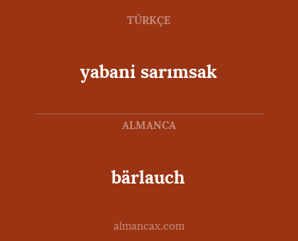 bärlauch - yabani sarımsak