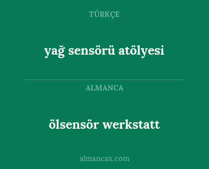 yağ sensörü atölyesi - ölsensör werkstatt