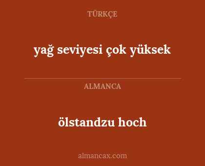 yağ seviyesi çok yüksek - ölstandzu hoch