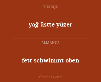 yağ üstte yüzer - fett schwimmt oben