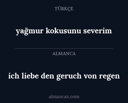 yağmur kokusunu severim - ich liebe den geruch von regen