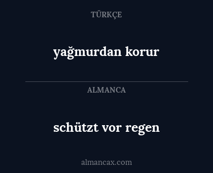 schützt vor regen - yağmurdan korur