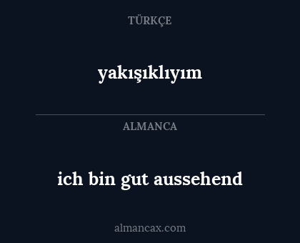 ich bin gut aussehend - yakışıklıyım