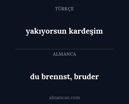 du brennst, bruder - yakıyorsun kardeşim