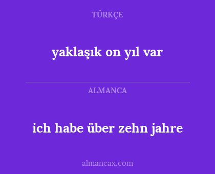 ich habe über zehn jahre - yaklaşık on yıl var