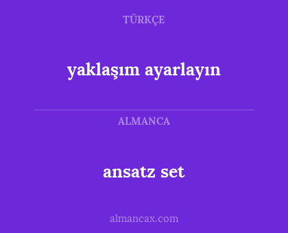 yaklaşım ayarlayın - ansatz set