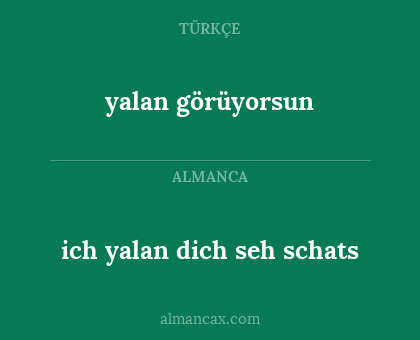 ich yalan dich seh schats - yalan görüyorsun
