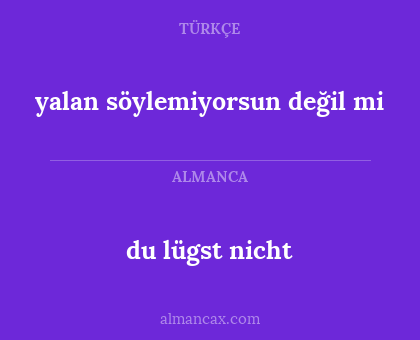 du lügst nicht - yalan söylemiyorsun değil mi