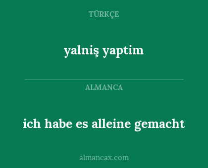 yalniş yaptim - ich habe es alleine gemacht