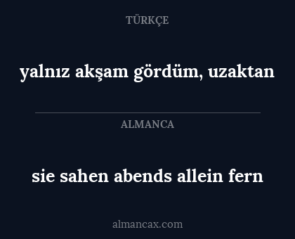 yalnız akşam gördüm, uzaktan - sie sahen abends allein fern