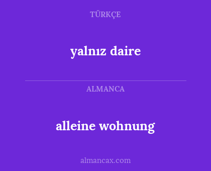 alleine wohnung - yalnız daire
