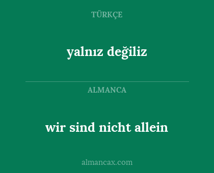 yalnız değiliz - wir sind nicht allein