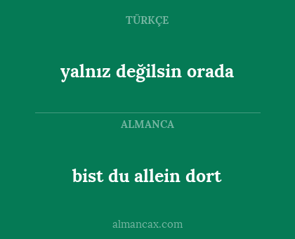 yalnız değilsin orada - bist du allein dort