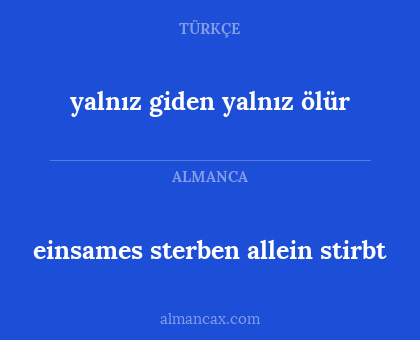 yalnız giden yalnız ölür - einsames sterben allein stirbt