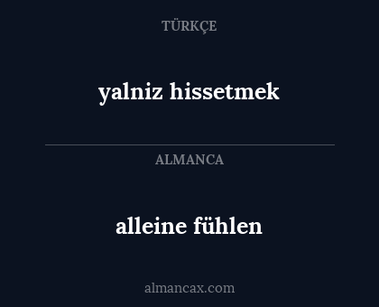 alleine fühlen - yalniz hissetmek