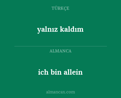 ich bin allein - yalnız kaldım